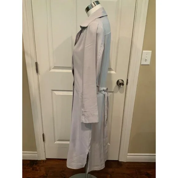 Gentle Fawn Gray Double Breasted Belted Long Trench Coat, Size S - Picture 5 of 10